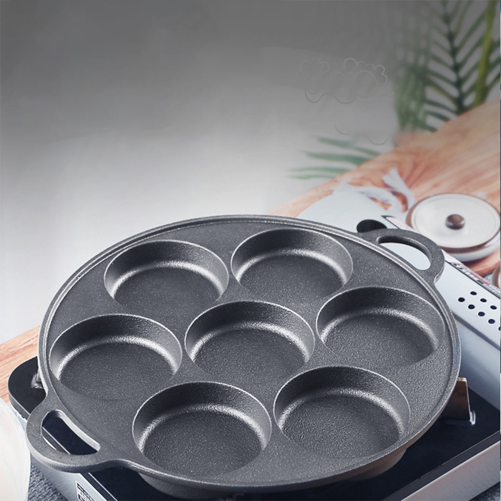 7 Hole Frying Pot Cast Iron No - đánh giá và giá Egg Waffle Pan