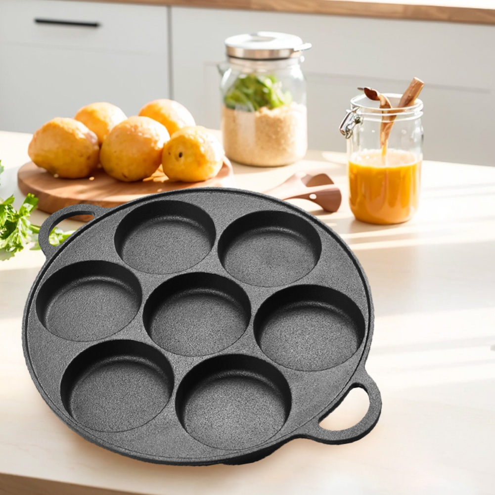 7 Hole Frying Pot Cast Iron No - đánh giá và giá Egg Waffle Pan